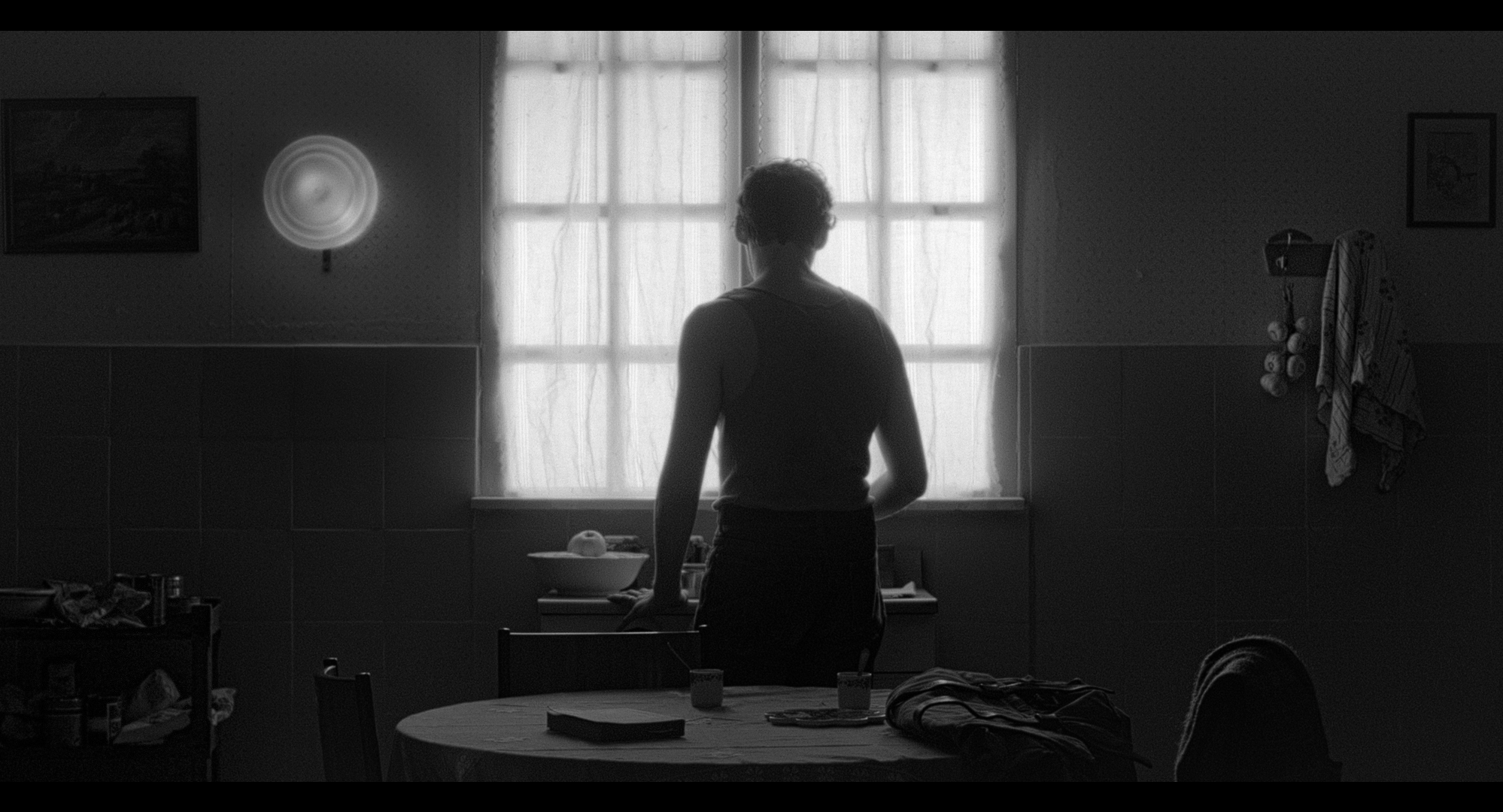 A man at a kitchen window
