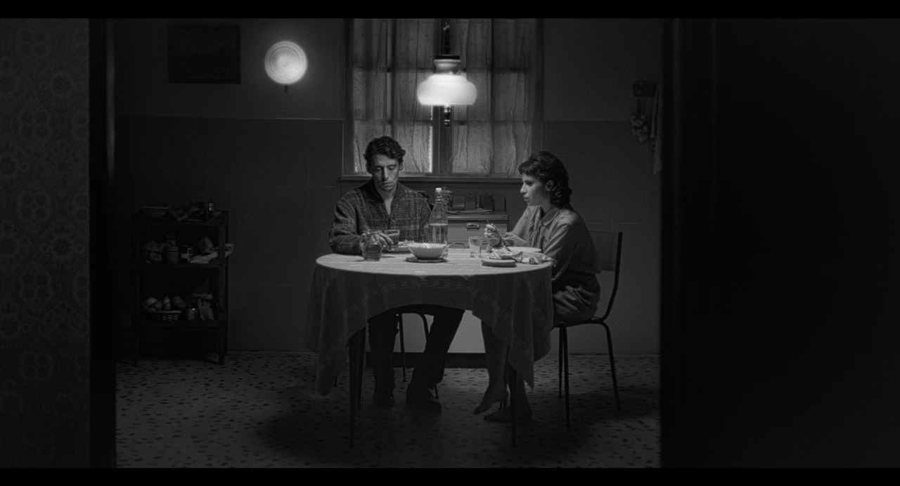 A couple seated at the dinner table